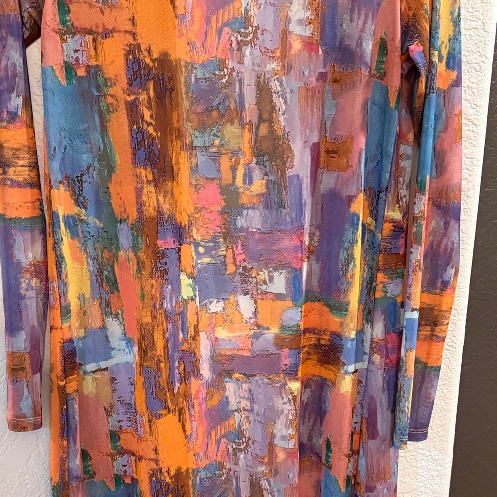 Colorful Abstract Long Sleeve Women's Cardigan - Picture 4 of 4